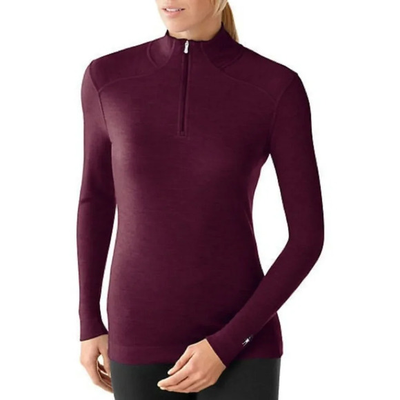 Smartwool Sweaters - [L]SmartWool Burgundy LS Merino Wool 1/4 Zip Sweater Base Layer